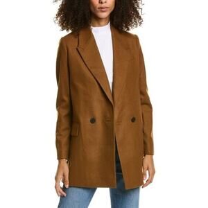 All Saints Ella Wool-Blend Blazer Conker Brown Womens Size 2